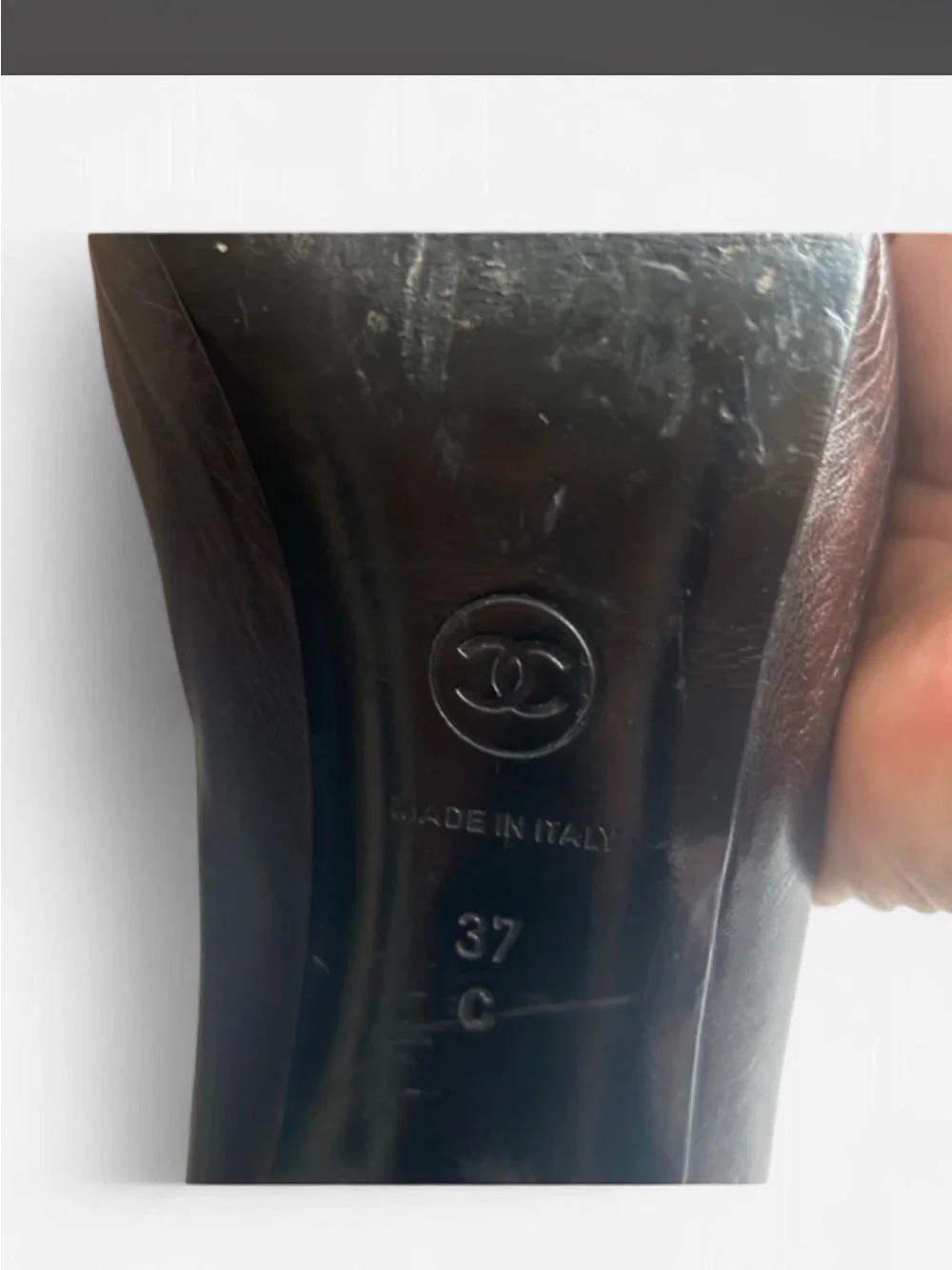CHANEL Dark Brown Leather Pumps with Gold CC Emblem